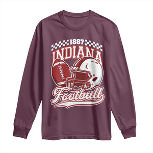 Indiana Pride Football Lover Long Sleeve Shirt Retro IN for Sport Fans TS02 Maroon Print Your Wear