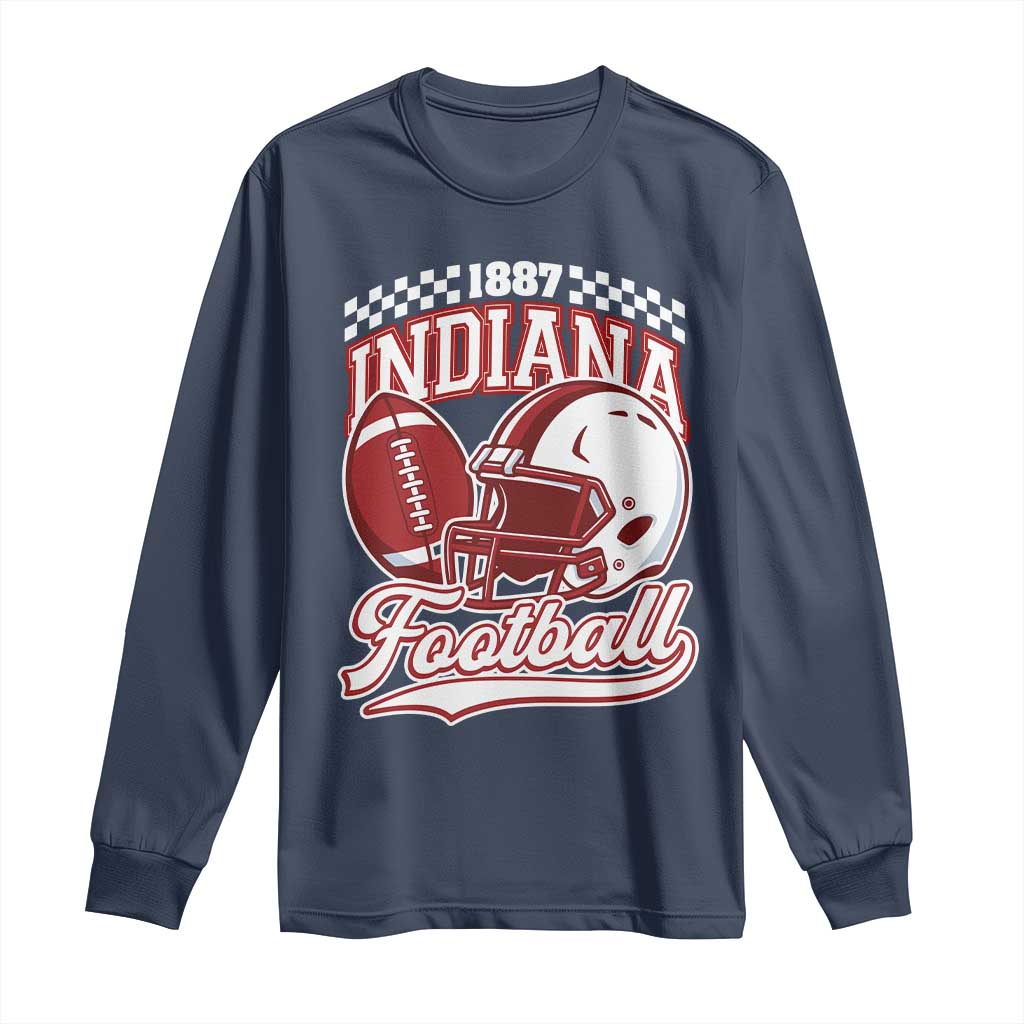 Indiana Pride Football Lover Long Sleeve Shirt Retro IN for Sport Fans TS02 Navy Print Your Wear