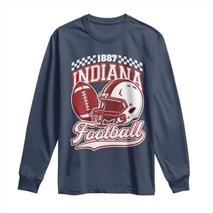 Indiana Pride Football Lover Long Sleeve Shirt Retro IN for Sport Fans TS02 Navy Print Your Wear