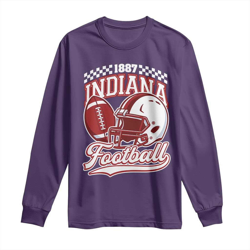 Indiana Pride Football Lover Long Sleeve Shirt Retro IN for Sport Fans TS02 Purple Print Your Wear
