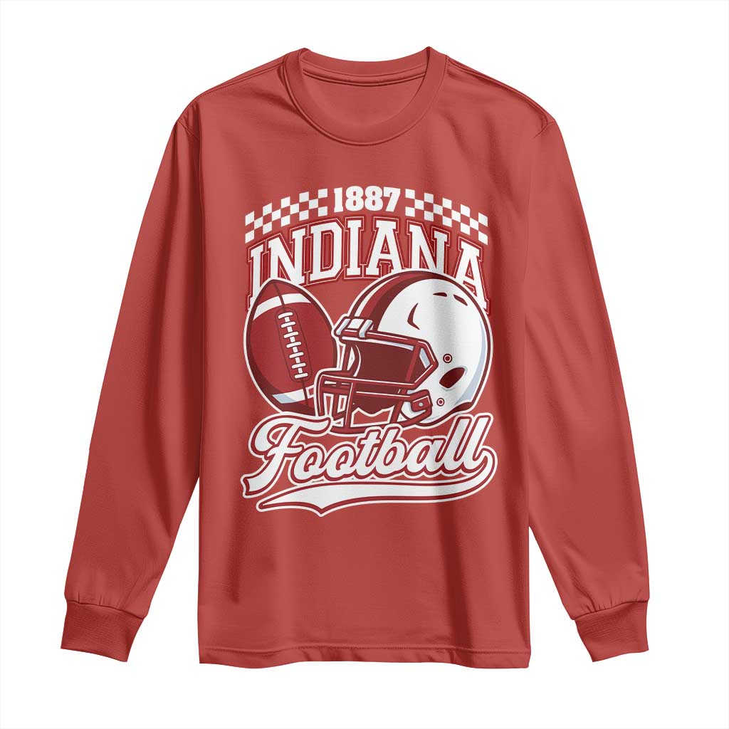 Indiana Pride Football Lover Long Sleeve Shirt Retro IN for Sport Fans TS02 Red Print Your Wear