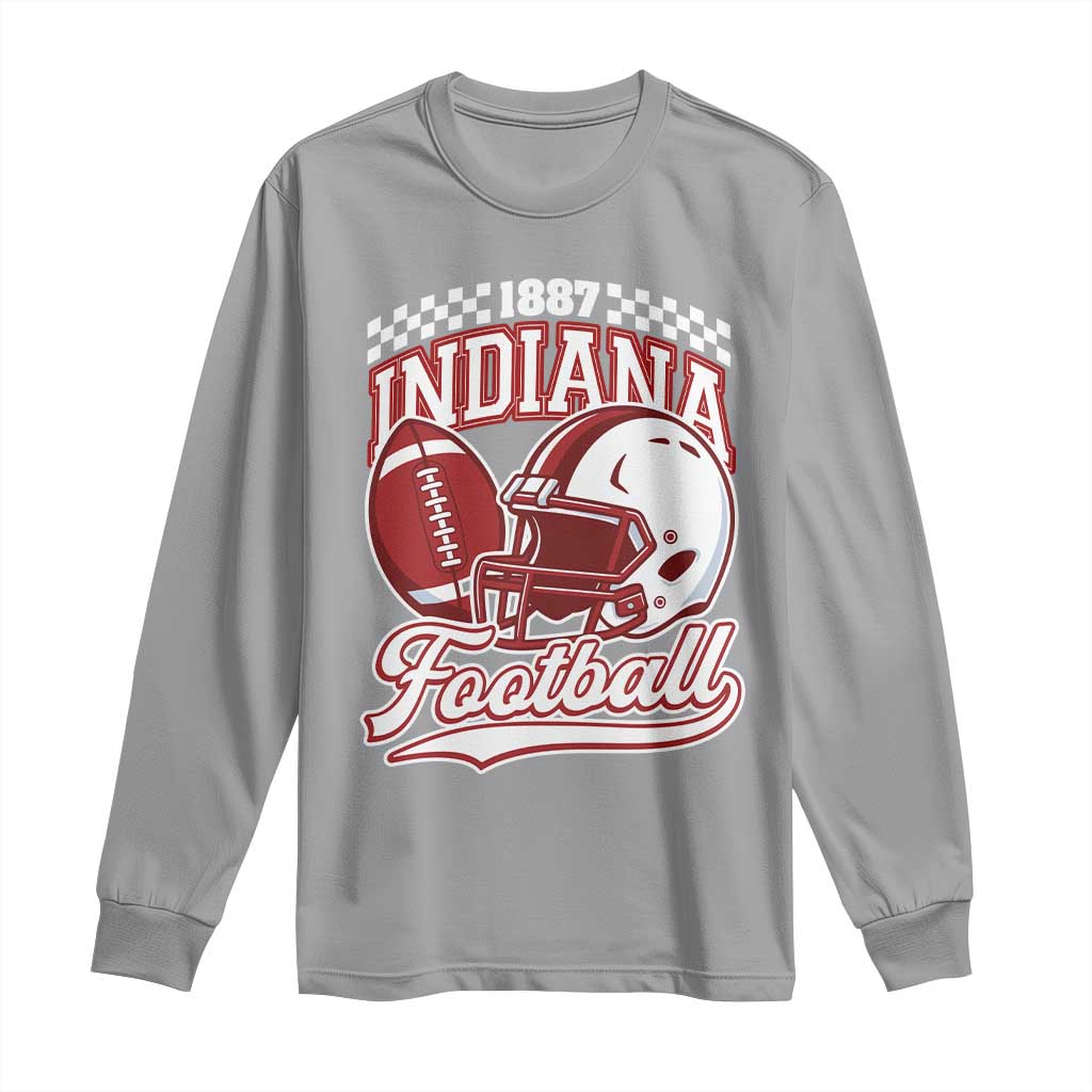 Indiana Pride Football Lover Long Sleeve Shirt Retro IN for Sport Fans TS02 Sport Gray Print Your Wear