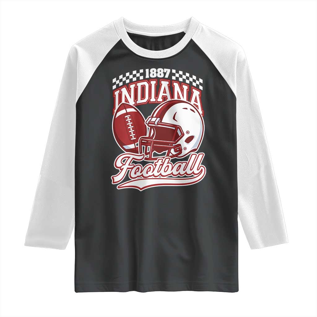 Indiana Pride Football Lover Raglan Shirt Retro IN for Sport Fans TS02 Black White Print Your Wear