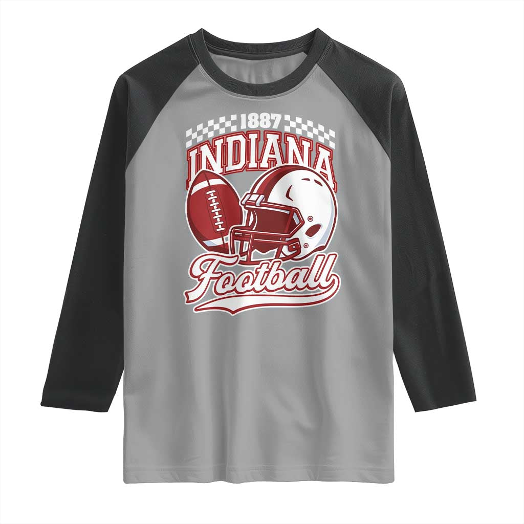 Indiana Pride Football Lover Raglan Shirt Retro IN for Sport Fans TS02 Sport Gray Black Print Your Wear