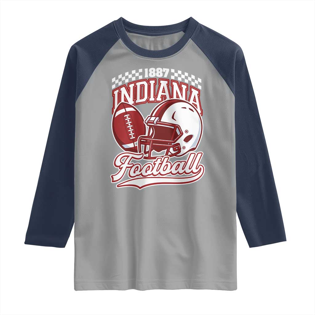 Indiana Pride Football Lover Raglan Shirt Retro IN for Sport Fans TS02 Sport Gray Navy Print Your Wear