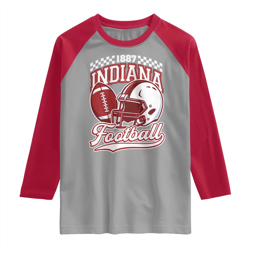 Indiana Pride Football Lover Raglan Shirt Retro IN for Sport Fans TS02 Sport Gray Red Print Your Wear
