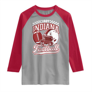 Indiana Pride Football Lover Raglan Shirt Retro IN for Sport Fans TS02 Sport Gray Red Print Your Wear