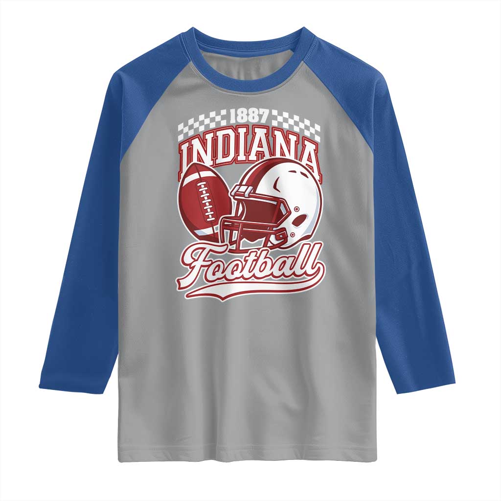 Indiana Pride Football Lover Raglan Shirt Retro IN for Sport Fans TS02 Sport Gray Royal Print Your Wear