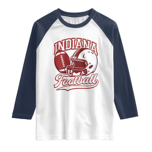 Indiana Pride Football Lover Raglan Shirt Retro IN for Sport Fans TS02 White Navy Print Your Wear