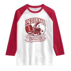 Indiana Pride Football Lover Raglan Shirt Retro IN for Sport Fans TS02 White Red Print Your Wear