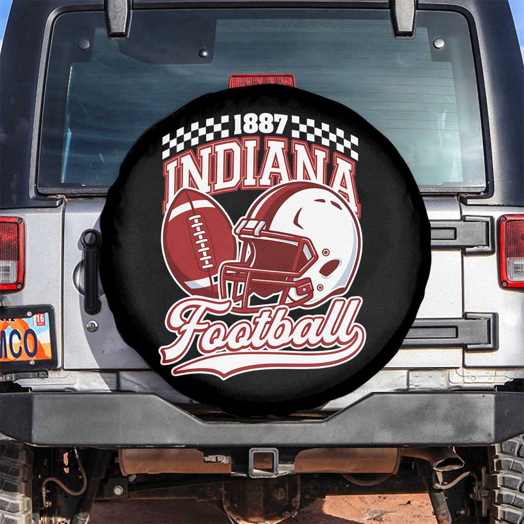 Indiana Pride Football Lover Spare Tire Cover Retro IN for Sport Fans TS02 No hole Black Print Your Wear
