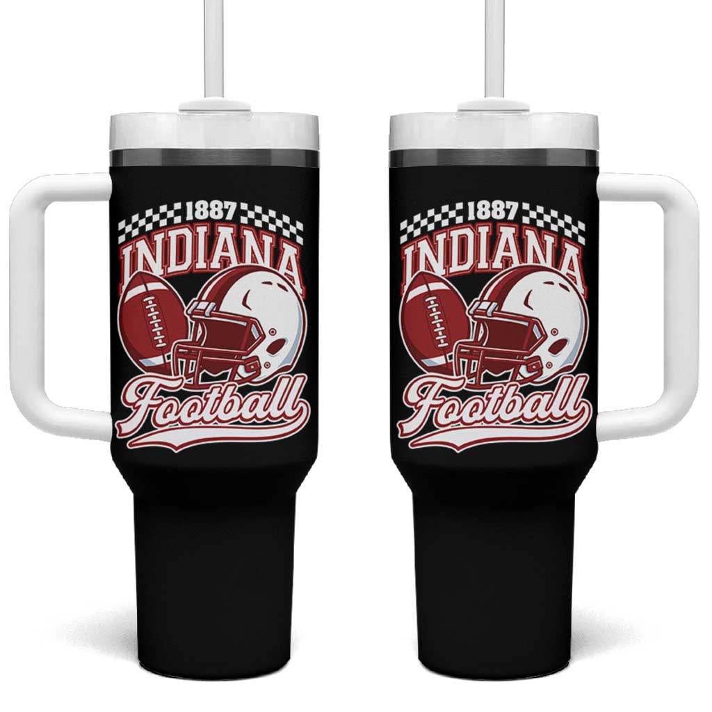 Indiana Pride Football Lover Tumbler With Handle Retro IN for Sport Fans TS02 One Size: 40 oz Black Print Your Wear