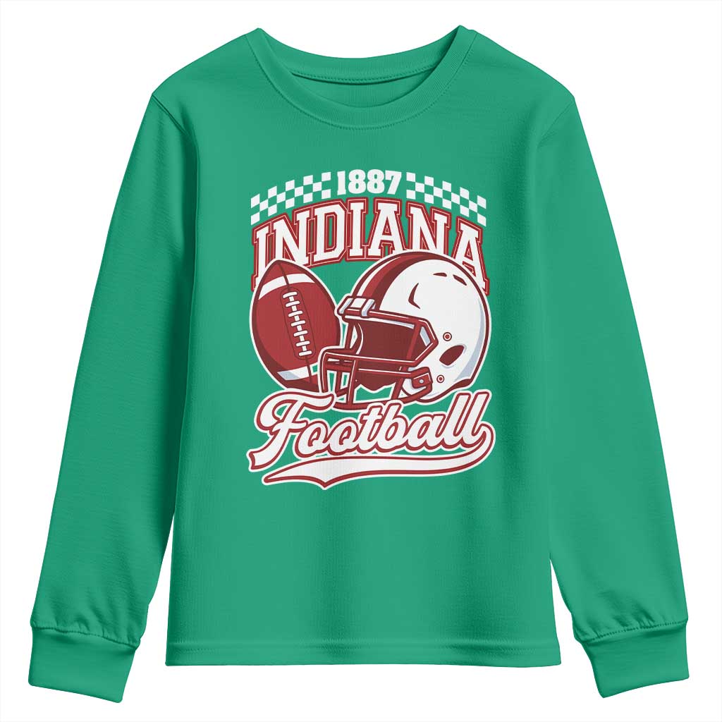 Indiana Pride Football Lover Youth Sweatshirt Retro IN for Sport Fans TS02 Irish Green Print Your Wear