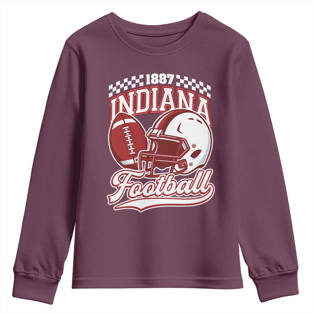 Indiana Pride Football Lover Youth Sweatshirt Retro IN for Sport Fans TS02 Maroon Print Your Wear