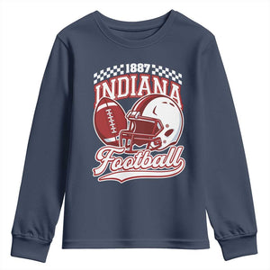 Indiana Pride Football Lover Youth Sweatshirt Retro IN for Sport Fans TS02 Navy Print Your Wear