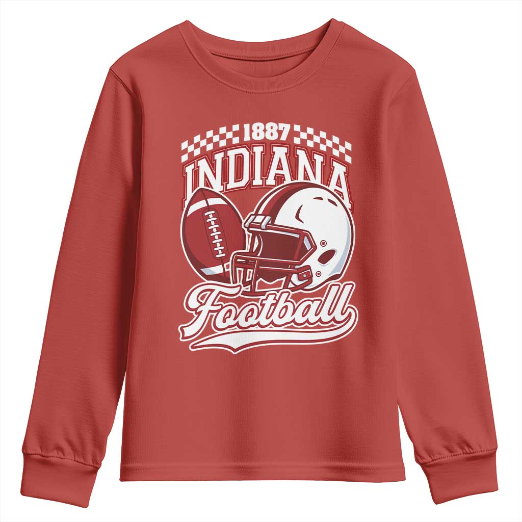 Indiana Pride Football Lover Youth Sweatshirt Retro IN for Sport Fans TS02 Red Print Your Wear
