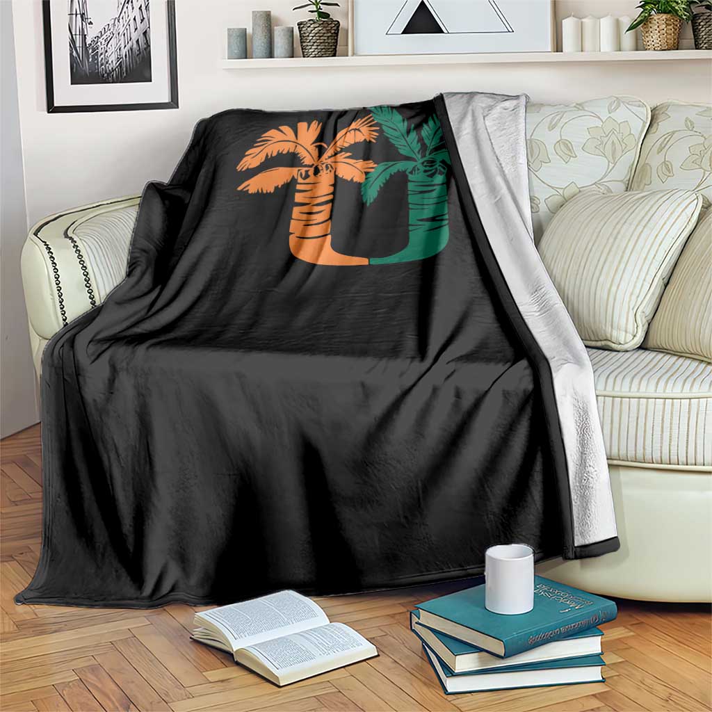 Vintage Classic 90s Miami Palm Trees UM Throw Blanket Tropical Game Day Football Fan TS02 Print Your Wear