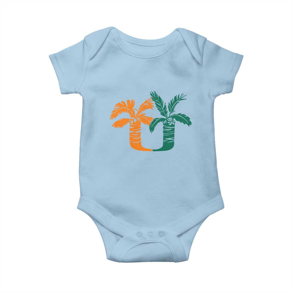 Vintage Classic 90s Miami Palm Trees UM Baby Onesie Tropical Game Day Football Fan TS02 Light Blue Print Your Wear