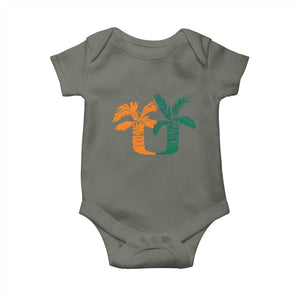 Vintage Classic 90s Miami Palm Trees UM Baby Onesie Tropical Game Day Football Fan TS02 Military Green Print Your Wear