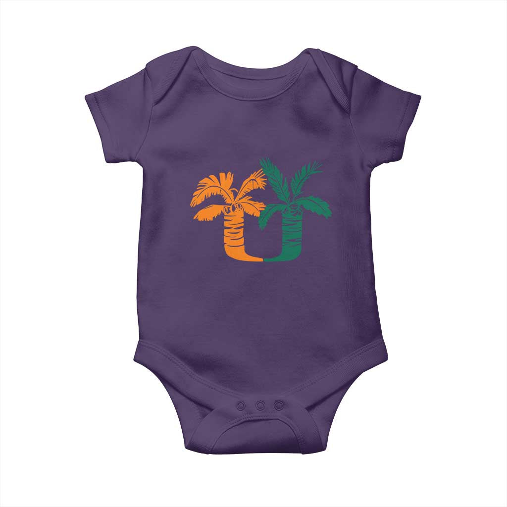 Vintage Classic 90s Miami Palm Trees UM Baby Onesie Tropical Game Day Football Fan TS02 Purple Print Your Wear