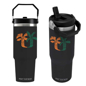 Vintage Classic 90s Miami Palm Trees UM Flip Straw Tumbler Tropical Game Day Football Fan TS02 One Size: 30 oz Black Print Your Wear
