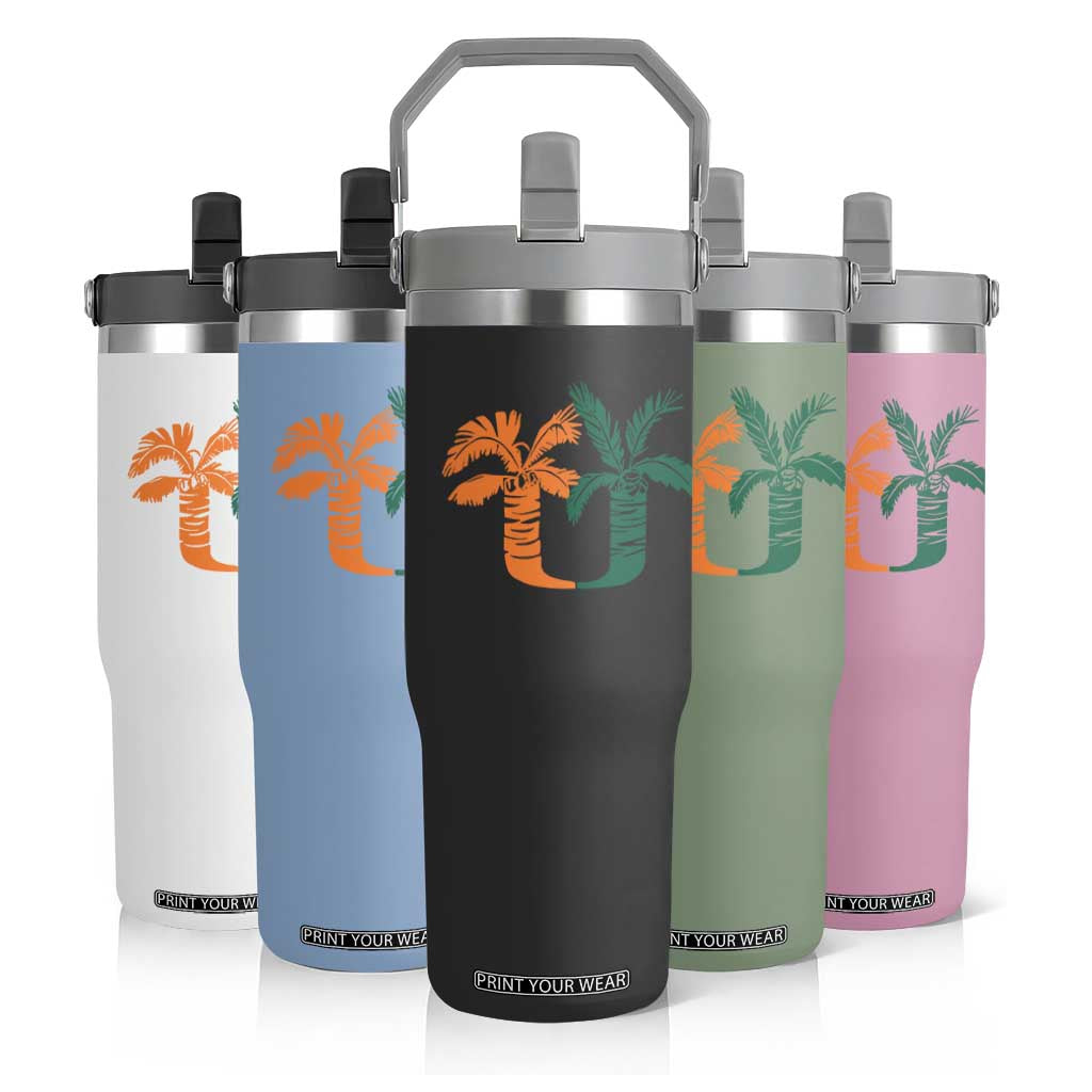 Vintage Classic 90s Miami Palm Trees UM Flip Straw Tumbler Tropical Game Day Football Fan TS02 Print Your Wear