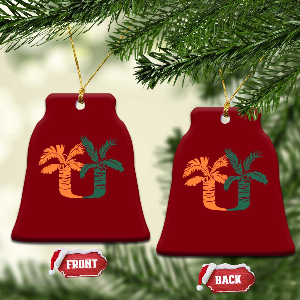 Vintage Classic 90s Miami Palm Trees UM Ceramic Ornament Tropical Game Day Football Fan TS02 Print Your Wear