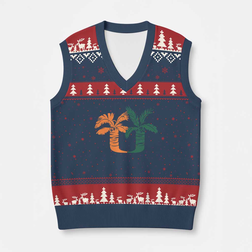 Vintage Classic 90s Miami Palm Trees UM V-Neck Knit Sweater Vest Tropical Game Day Football Fan TS02 Navy Red Print Your Wear