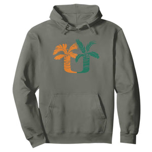 Vintage Classic 90s Miami Palm Trees UM Hoodie Tropical Game Day Football Fan TS02 Military Green Print Your Wear
