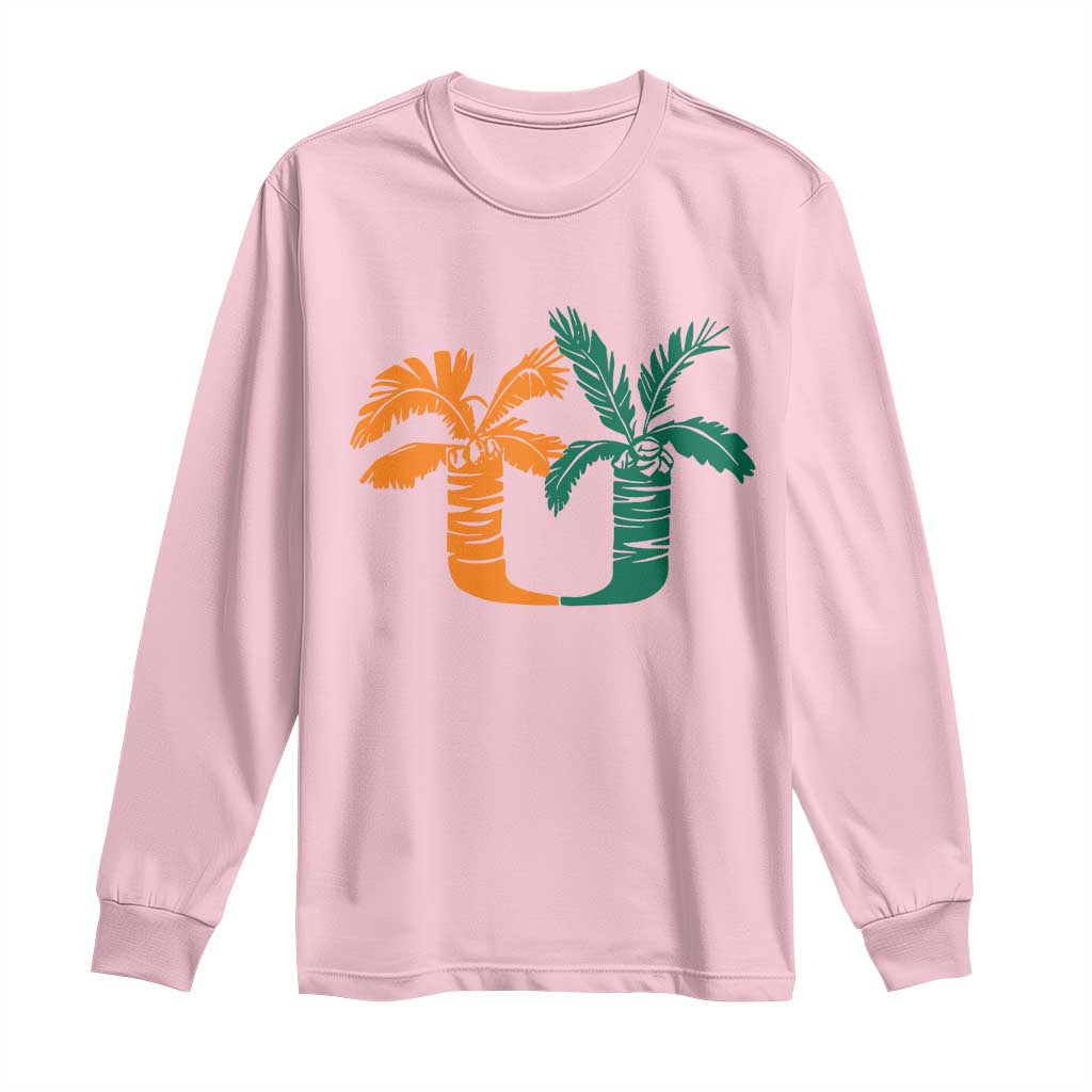 Vintage Classic 90s Miami Palm Trees UM Long Sleeve Shirt Tropical Game Day Football Fan TS02 Light Pink Print Your Wear