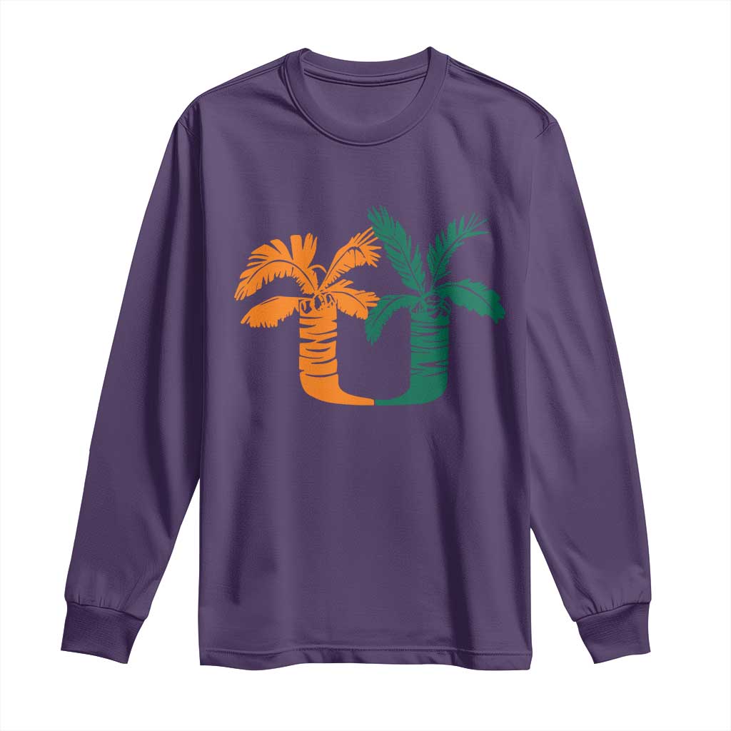 Vintage Classic 90s Miami Palm Trees UM Long Sleeve Shirt Tropical Game Day Football Fan TS02 Purple Print Your Wear