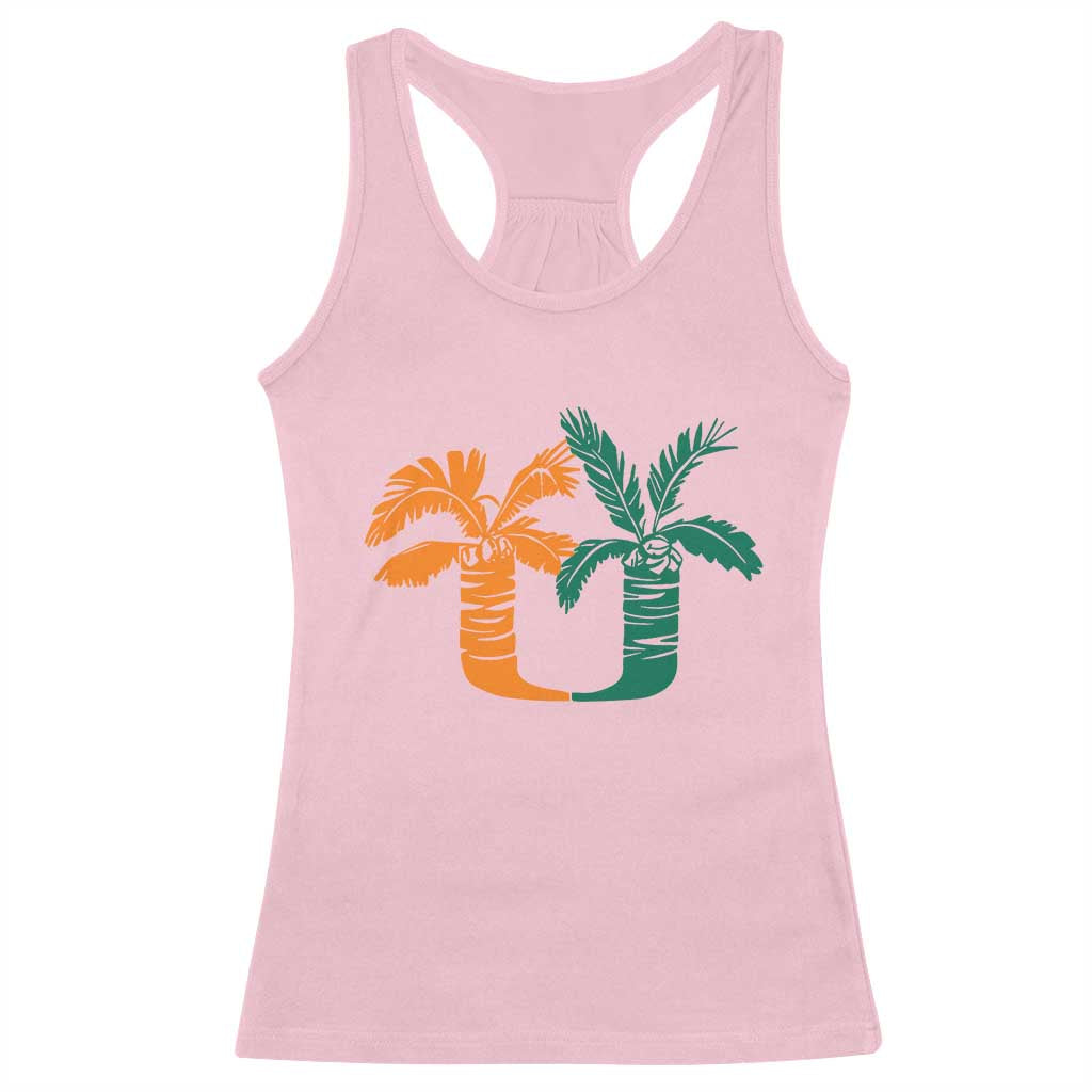 Vintage Classic 90s Miami Palm Trees UM Racerback Tank Top Tropical Game Day Football Fan TS02 Light Pink Print Your Wear