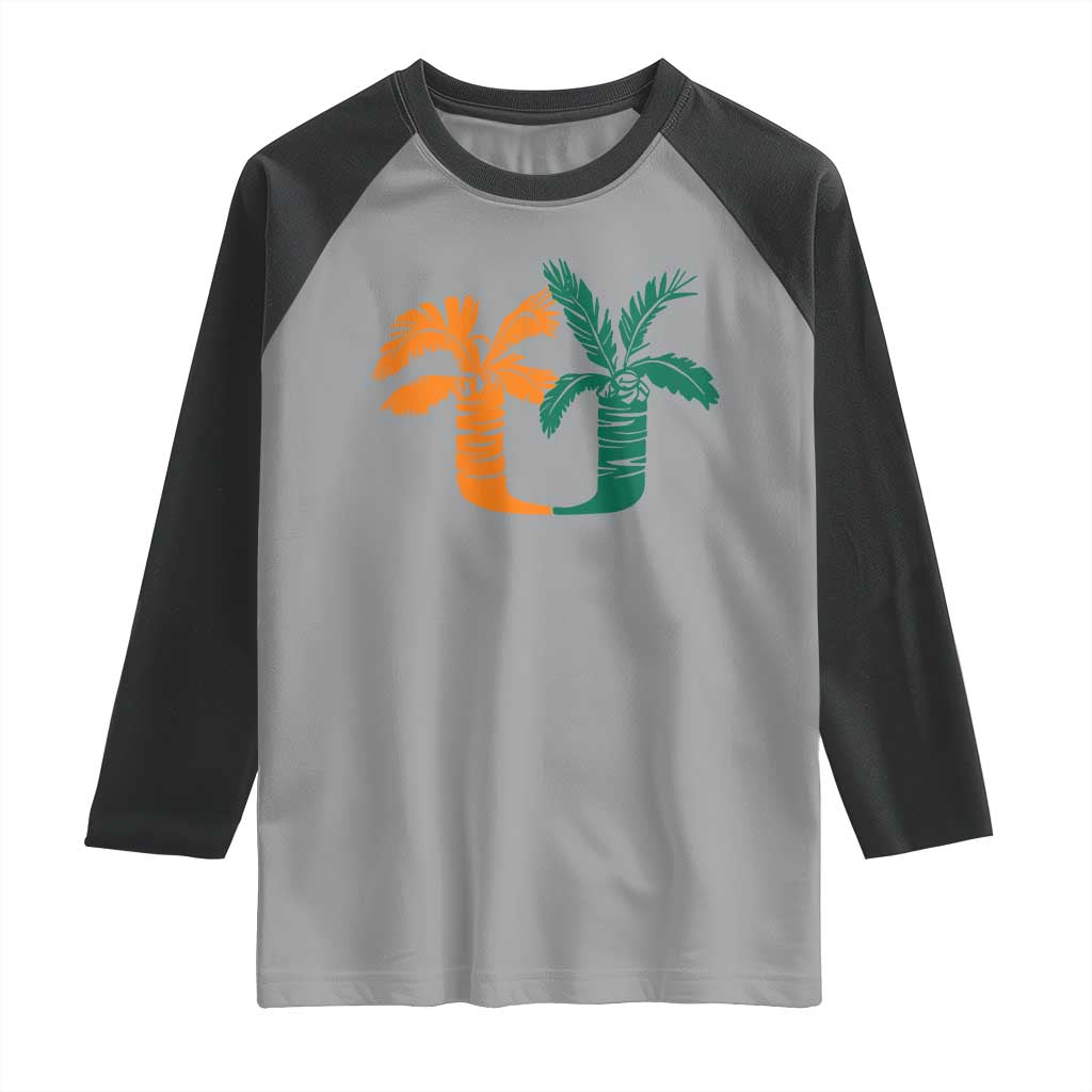 Vintage Classic 90s Miami Palm Trees UM Raglan Shirt Tropical Game Day Football Fan TS02 Sport Gray Black Print Your Wear