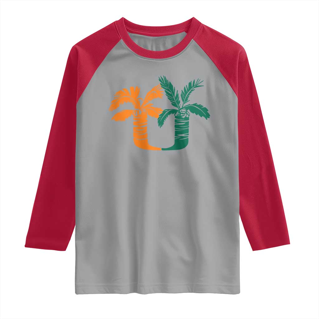 Vintage Classic 90s Miami Palm Trees UM Raglan Shirt Tropical Game Day Football Fan TS02 Sport Gray Red Print Your Wear
