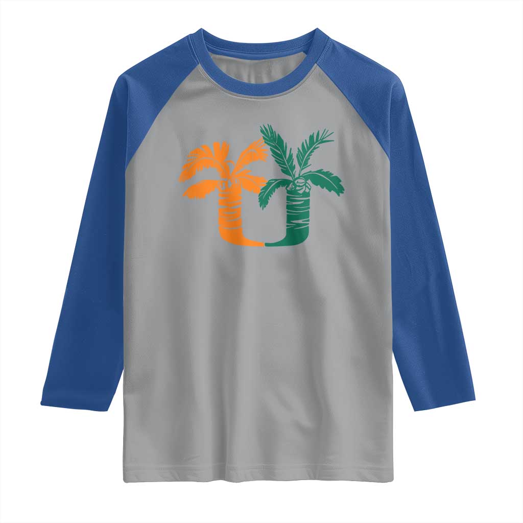 Vintage Classic 90s Miami Palm Trees UM Raglan Shirt Tropical Game Day Football Fan TS02 Sport Gray Royal Print Your Wear