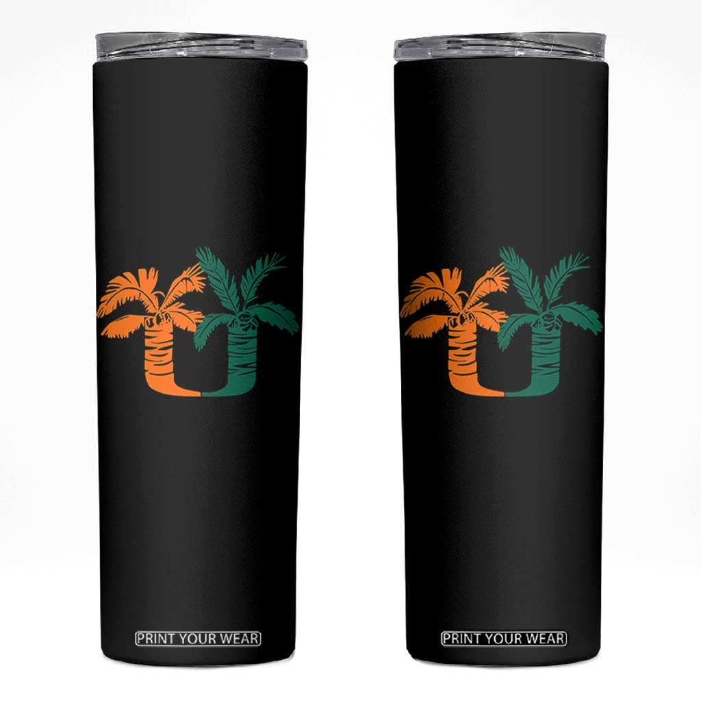 Vintage Classic 90s Miami Palm Trees UM Skinny Tumbler Tropical Game Day Football Fan TS02 Black Print Your Wear