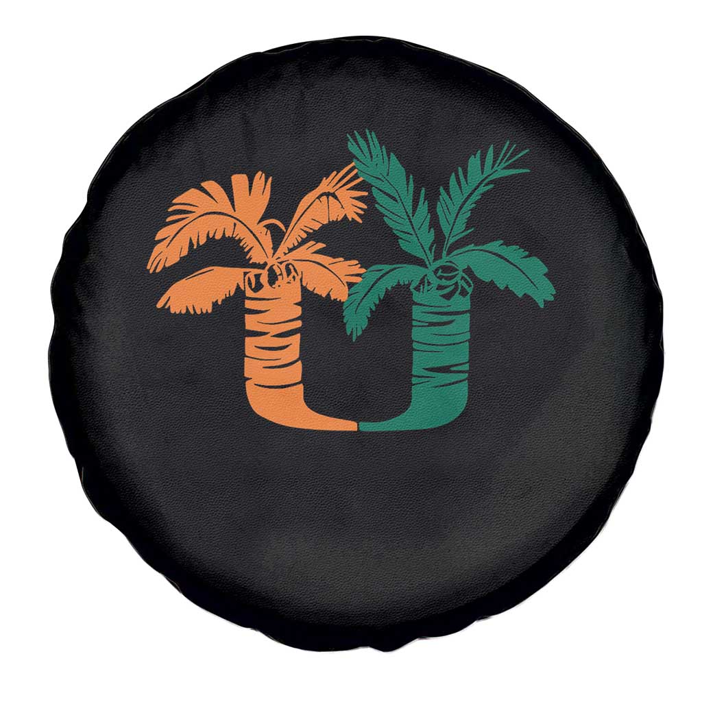 Vintage Classic 90s Miami Palm Trees UM Spare Tire Cover Tropical Game Day Football Fan TS02 Print Your Wear