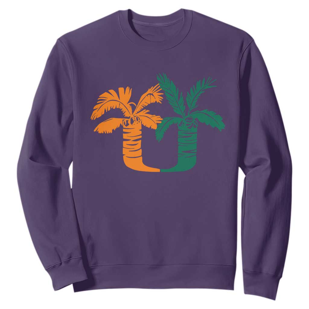 Vintage Classic 90s Miami Palm Trees UM Sweatshirt Tropical Game Day Football Fan TS02 Purple Print Your Wear