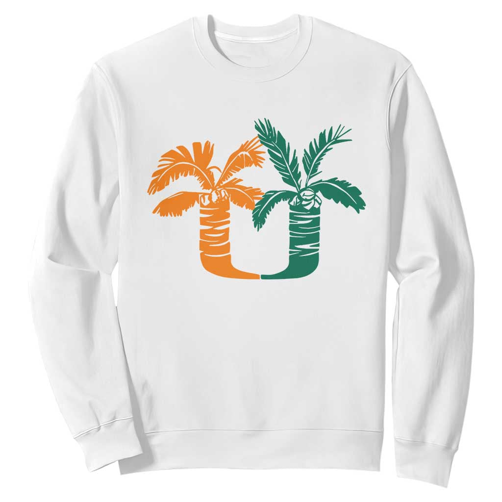 Vintage Classic 90s Miami Palm Trees UM Sweatshirt Tropical Game Day Football Fan TS02 White Print Your Wear