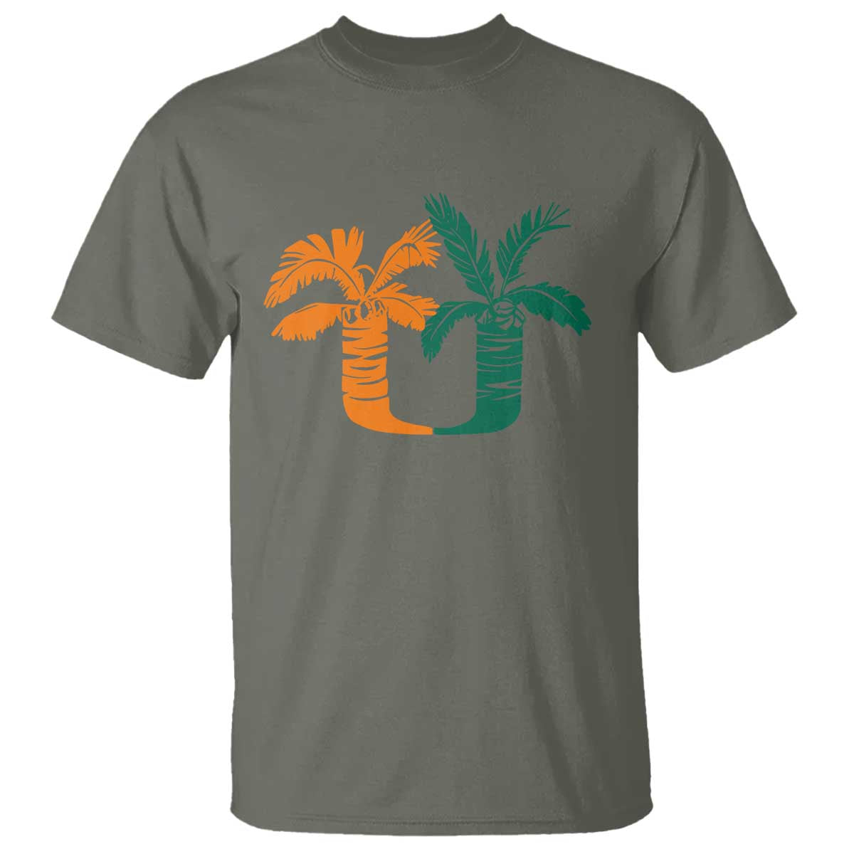 Vintage Classic 90s Miami Palm Trees UM T Shirt Tropical Game Day Football Fan TS02 Military Green Print Your Wear