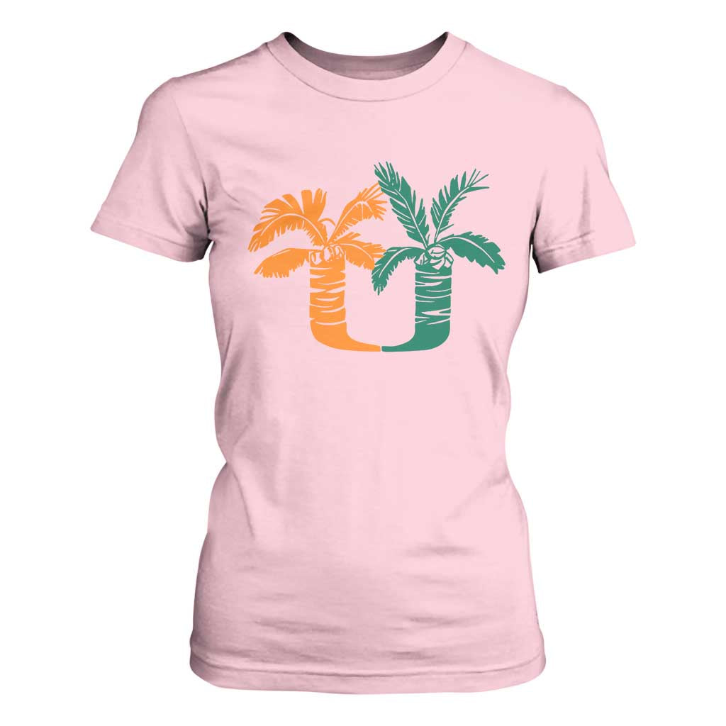 Vintage Classic 90s Miami Palm Trees UM T Shirt For Women Tropical Game Day Football Fan TS02 Light Pink Print Your Wear