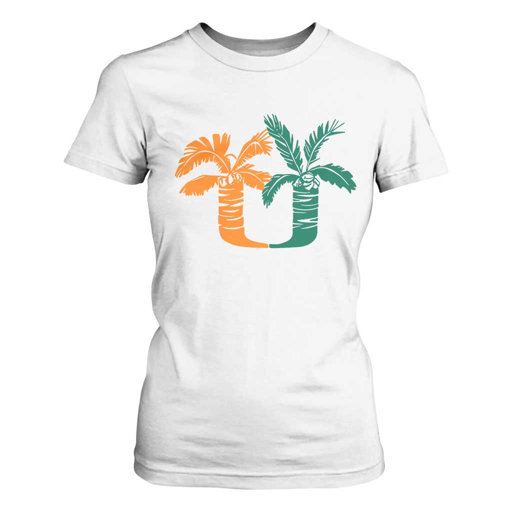 Vintage Classic 90s Miami Palm Trees UM T Shirt For Women Tropical Game Day Football Fan TS02 White Print Your Wear