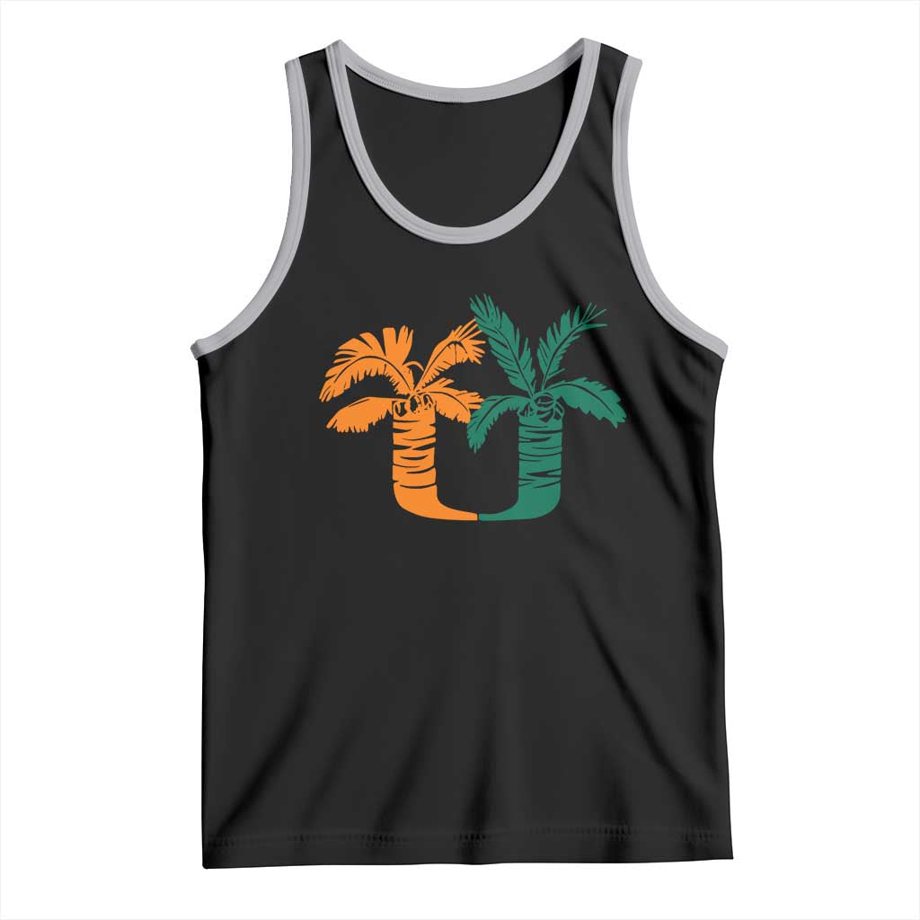 Vintage Classic 90s Miami Palm Trees UM Tank Top Tropical Game Day Football Fan TS02 Black Athletic Heather Print Your Wear
