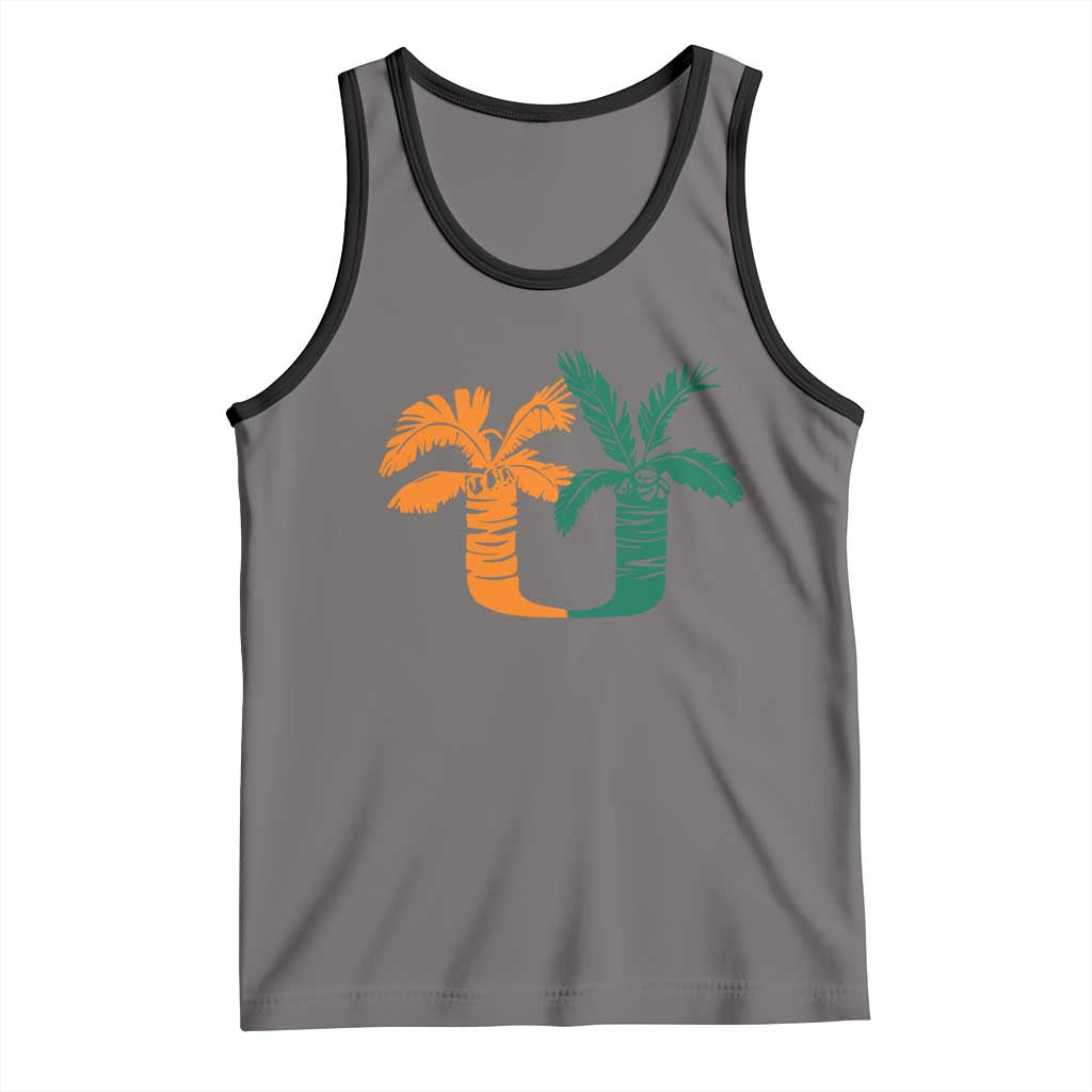 Vintage Classic 90s Miami Palm Trees UM Tank Top Tropical Game Day Football Fan TS02 Deep Heather Black Print Your Wear