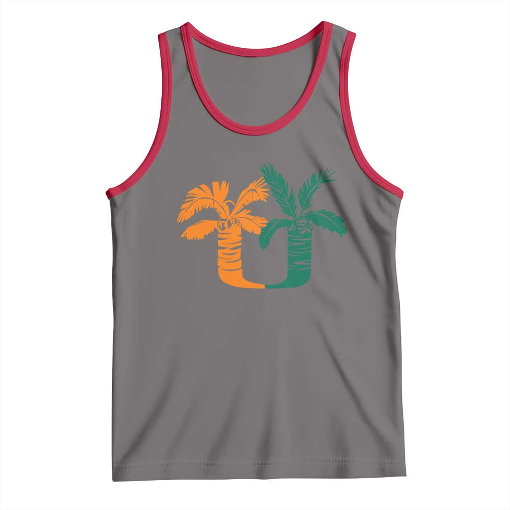 Vintage Classic 90s Miami Palm Trees UM Tank Top Tropical Game Day Football Fan TS02 Deep Heather Red Print Your Wear