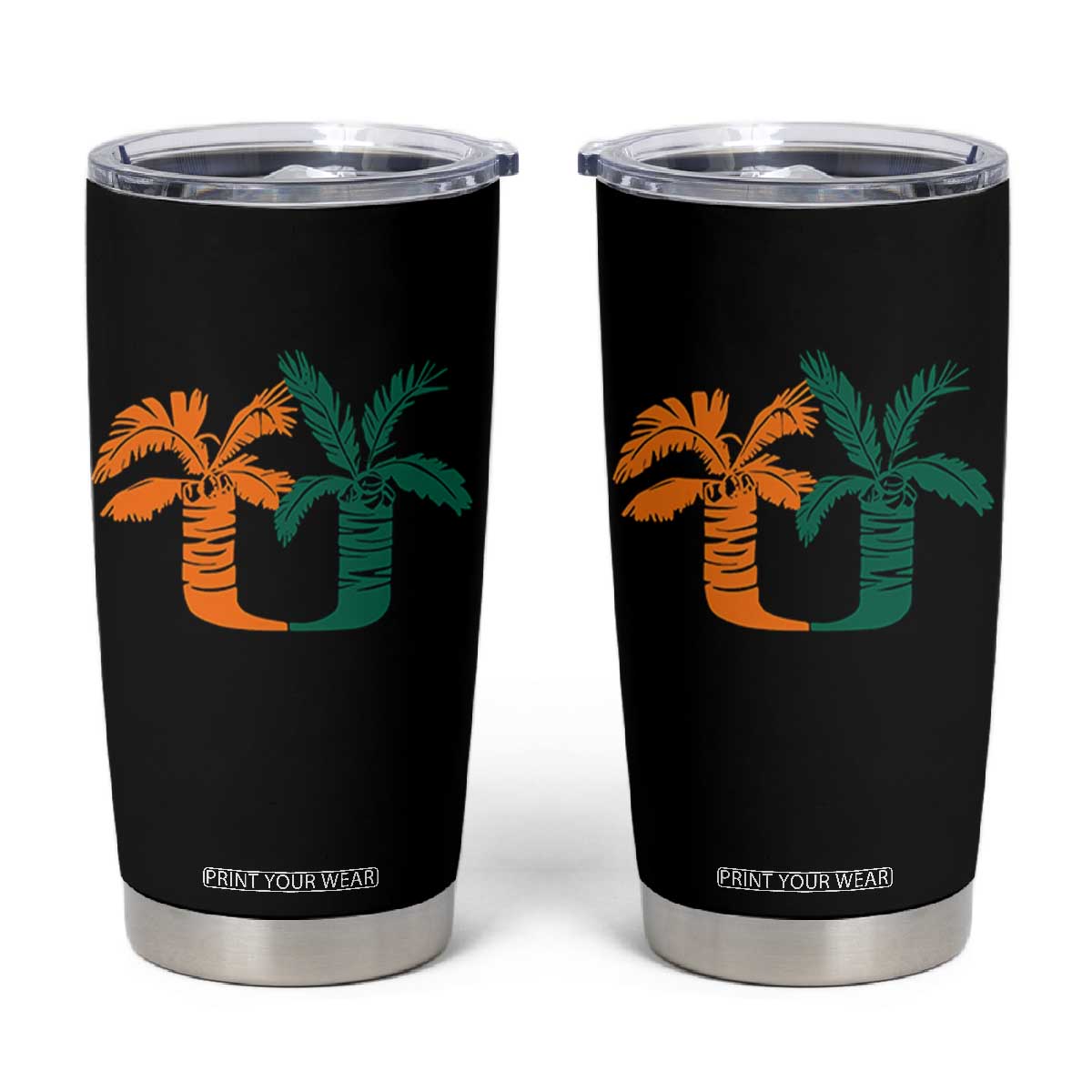 Vintage Classic 90s Miami Palm Trees UM Tumbler Cup Tropical Game Day Football Fan TS02 Black Print Your Wear