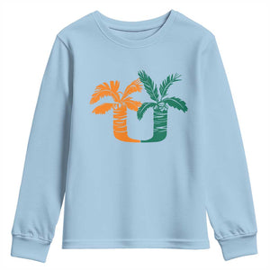 Vintage Classic 90s Miami Palm Trees UM Youth Sweatshirt Tropical Game Day Football Fan TS02 Light Blue Print Your Wear