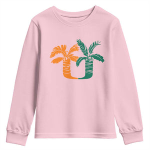 Vintage Classic 90s Miami Palm Trees UM Youth Sweatshirt Tropical Game Day Football Fan TS02 Light Pink Print Your Wear