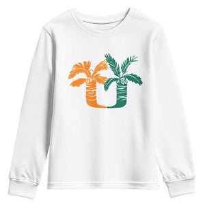 Vintage Classic 90s Miami Palm Trees UM Youth Sweatshirt Tropical Game Day Football Fan TS02 White Print Your Wear