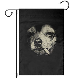 Funny Chihuahua Smoking Cigarette Meme Garden Flag Gritty Ironic Dog Graphic for Dark Humor Lovers TS02 Black Print Your Wear